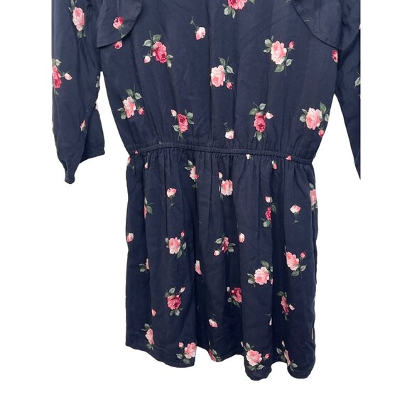 Abercrombie Kids Navy Pink Floral Boho Dress 13/14 3/4 Sleeve Fall Casual - Picture 4 of 14